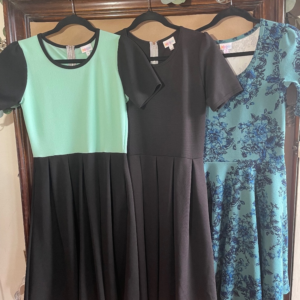 Set Of 3! Lula Roe Dresses set of three unique pattern, pleat skirts, modest